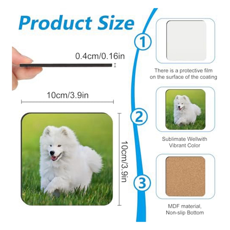 24 PCS Sublimation Coasters Bl - Coaster Sublimation Blank ulasan dan harga
