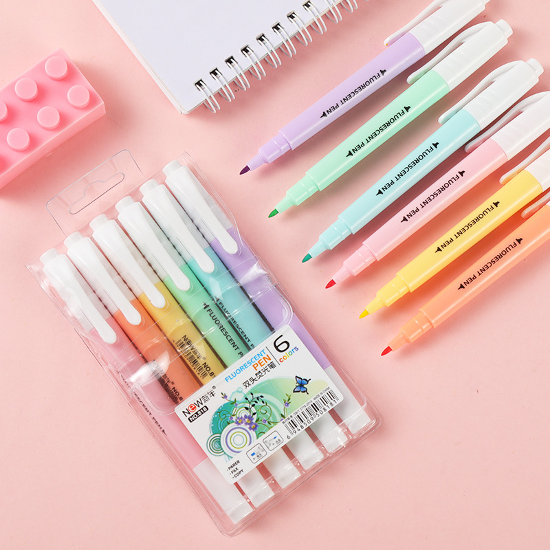 6Pcs/Set Double Head Fluoresce - Stabilo Marker Boss ulasan dan harga